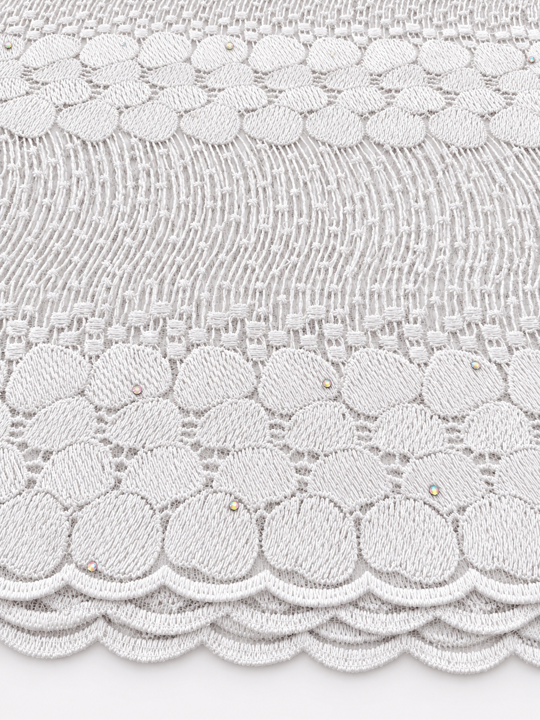 Ersion White Embroidered Lace Fabric