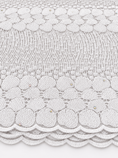 Ersion White Embroidered Lace Fabric