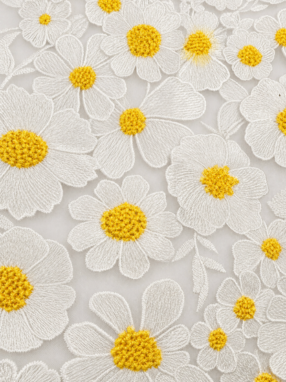 Floral Petals 3D Fabric - White