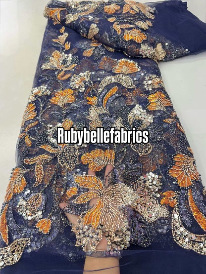 Ladryke Luxury Floral Beaded Fabric