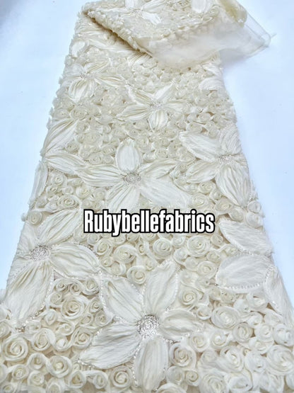 Wriod Luxury 3D Floral Beaded Fabric
