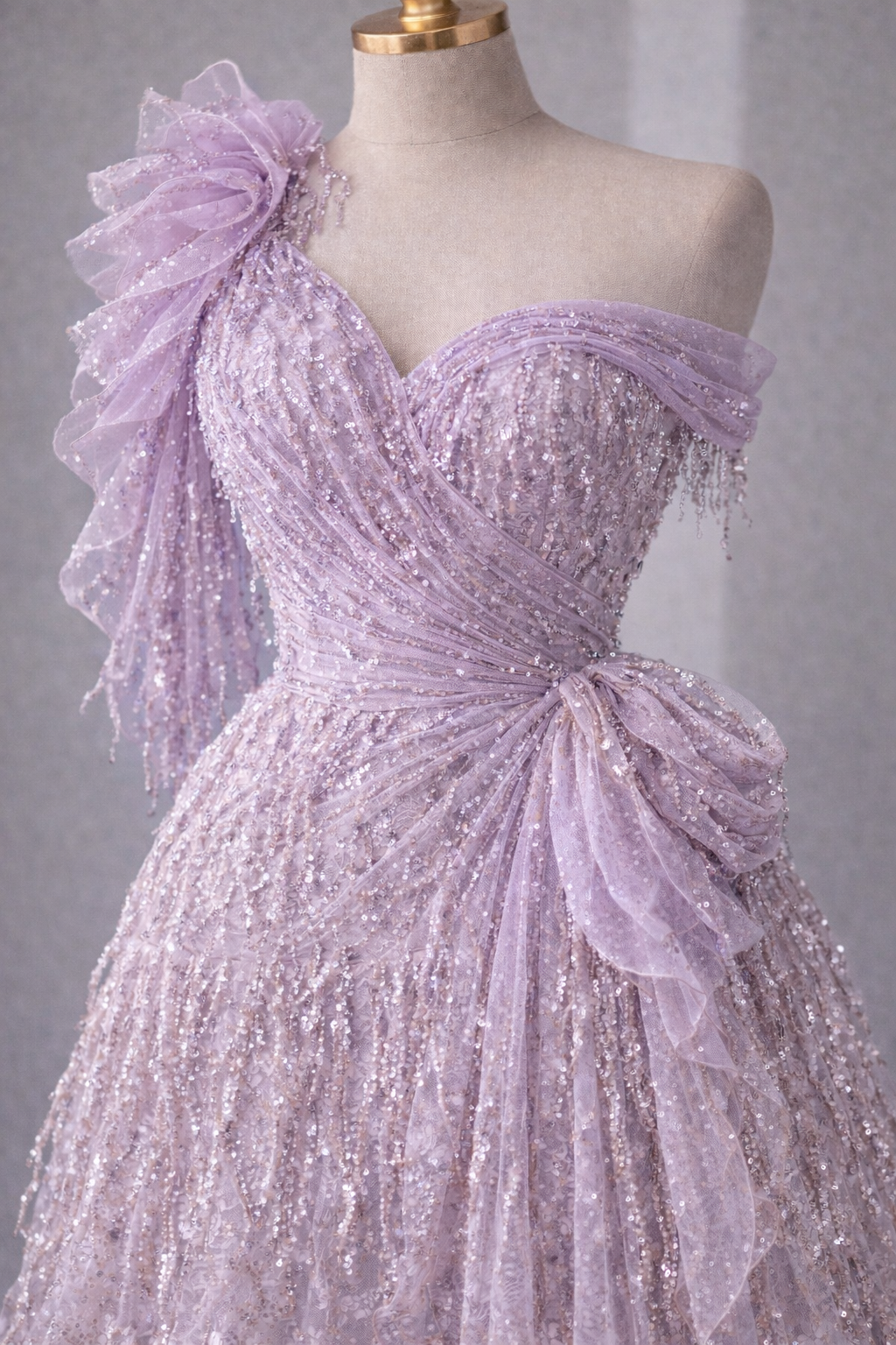Luxury Fringe Pastel Sequin Lace Fabric – Premium Lace Couture Fabric