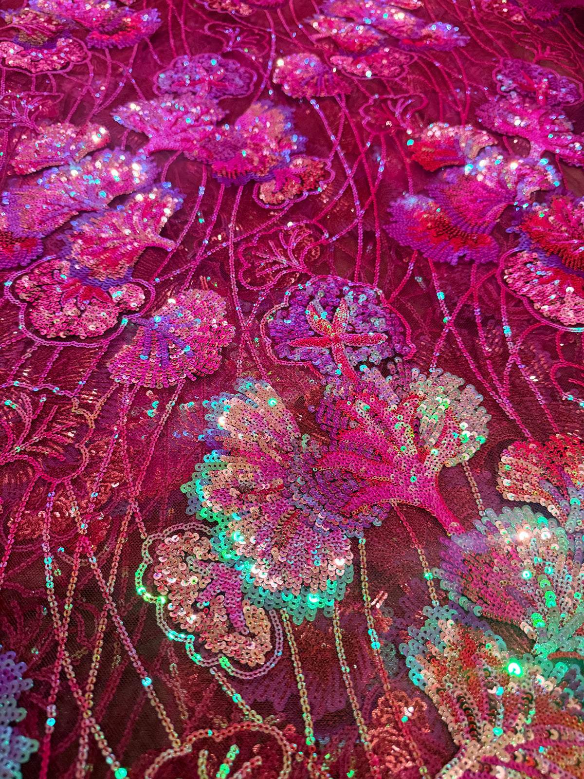 Gizelie French Lace Fabric - Burgundy/Deep Wine Magenta