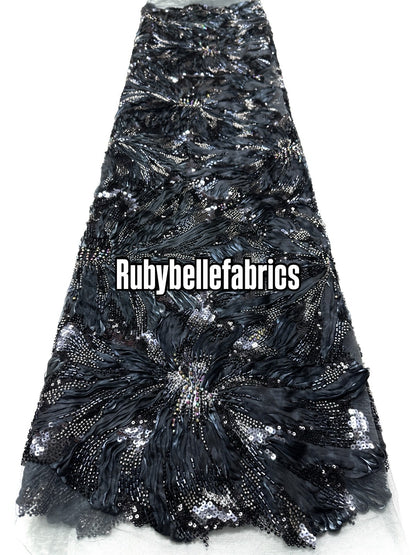 Econd Deluxe Luxury Floral Sequin beaded Fabric