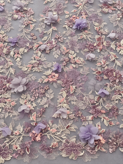 Fallo 3D Sequin Fabric - Lilac