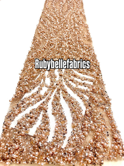 Ebra Pearls Beads Lace Fabric