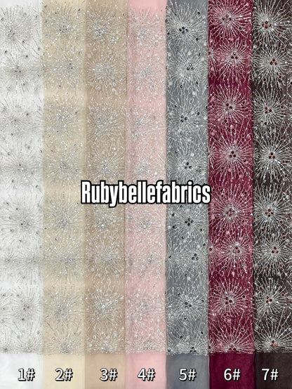 Oney Luxury Sequin Crystal Stones Fabric