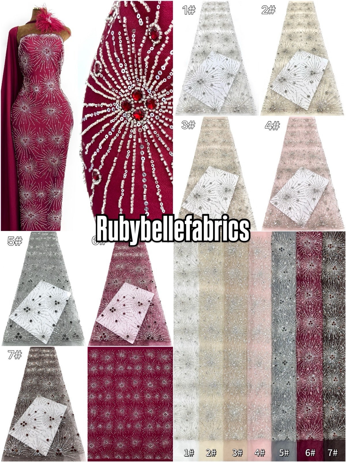 Oney Luxury Sequin Crystal Stones Fabric