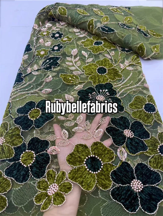 Ertical Luxury Beaded Couture Fabric