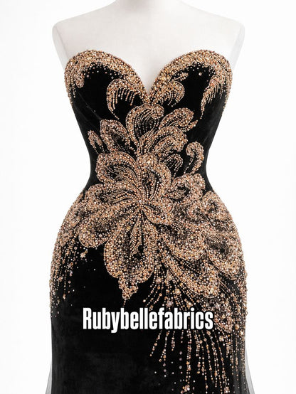 Erson Beaded Velvet Lace Fabric