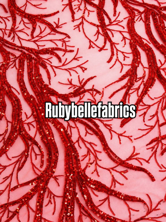 Tela de lentejuelas Olly - Rojo 