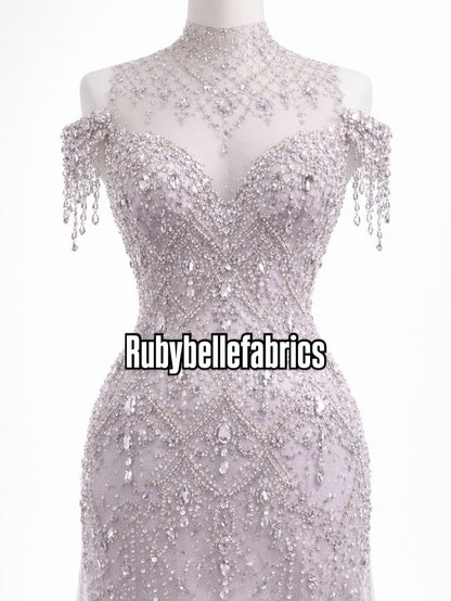 Arey Sparkle Crystal Lace Fabric