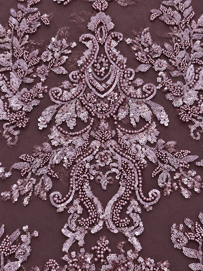 Suthe Luxury Beaded Fabric - Deep Mauve