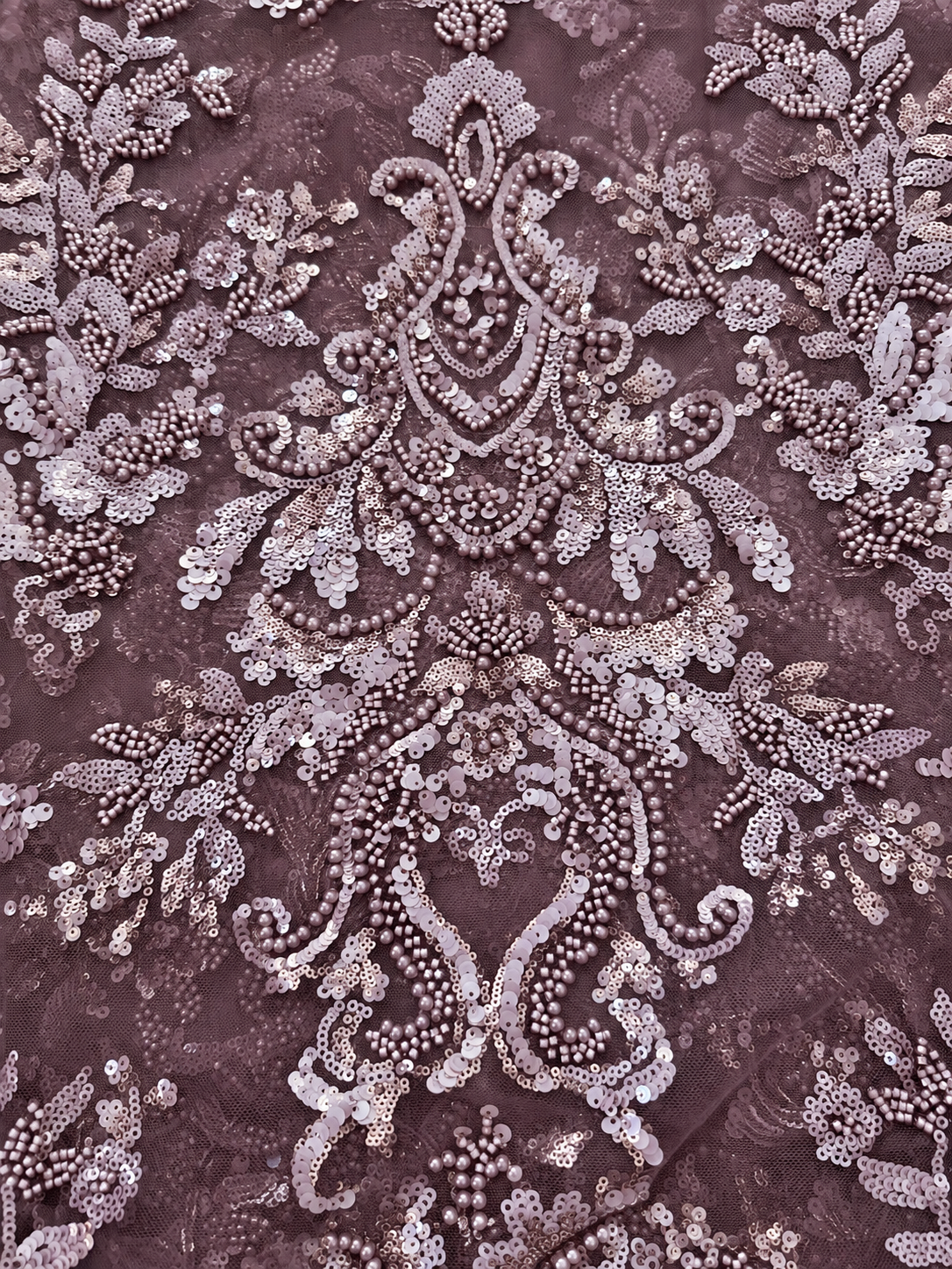 Suthe Luxury Beaded Fabric - Deep Mauve