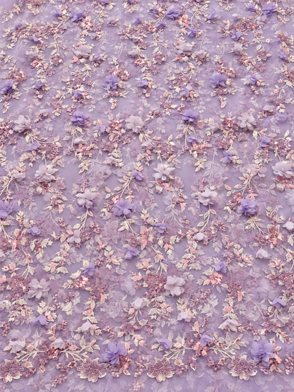 Fallo 3D Sequin Fabric - Lilac