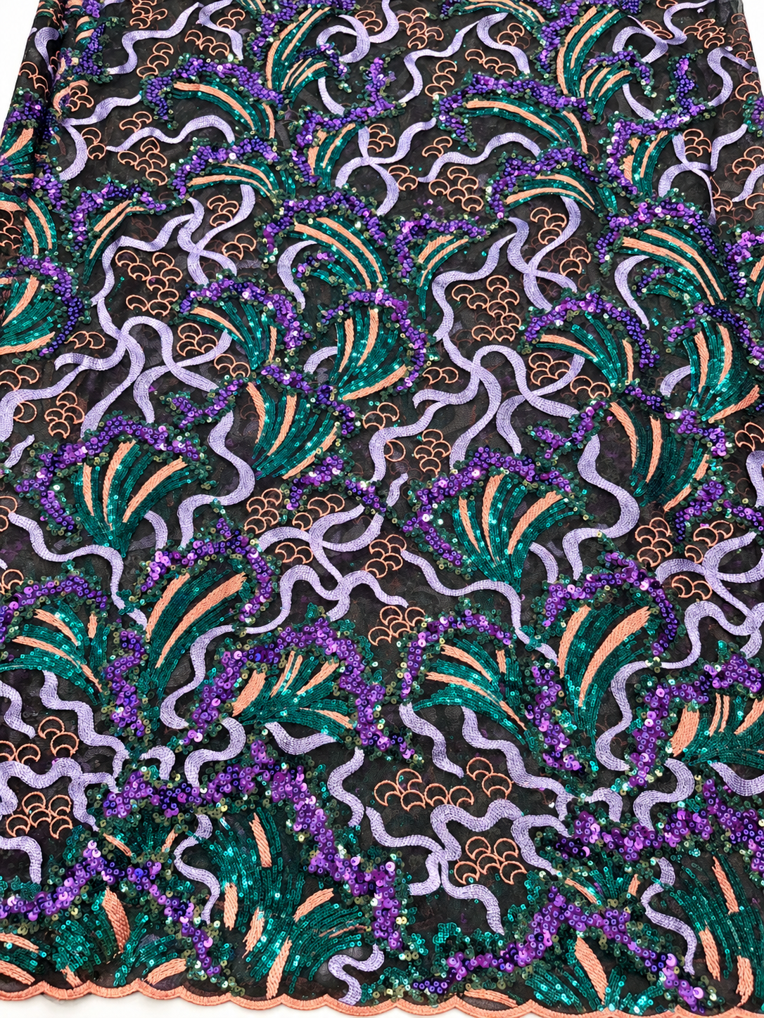 Ower Sequin Fabric - Black/Purple