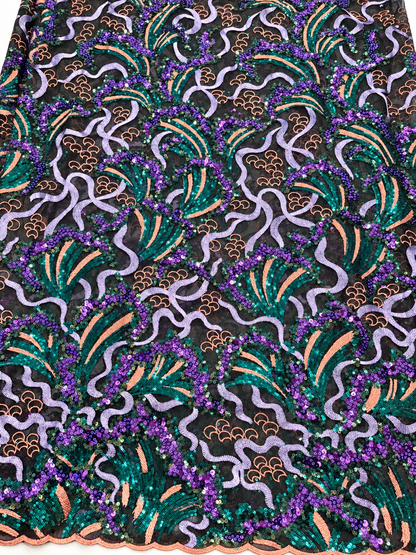 Ower Sequin Fabric - Black/Purple