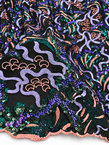 Ower Sequin Fabric - Black/Purple