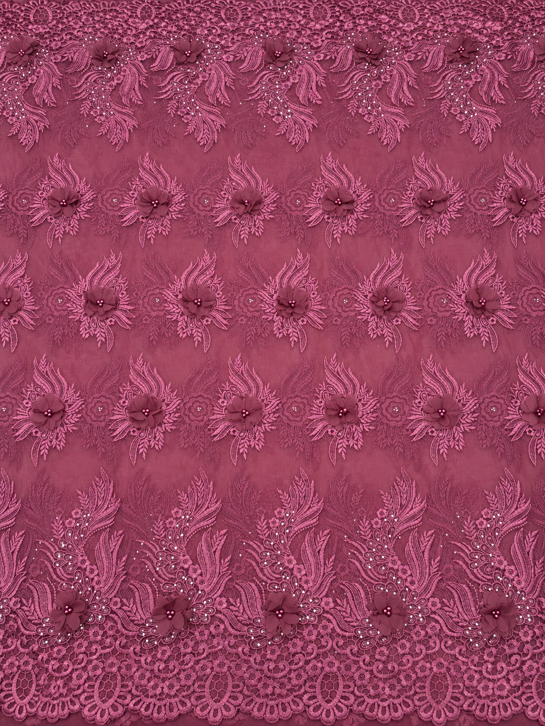 Maio 3D Floral Fabric - Dark Plum