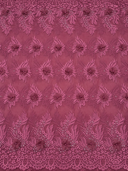 Maio 3D Floral Fabric - Dark Plum
