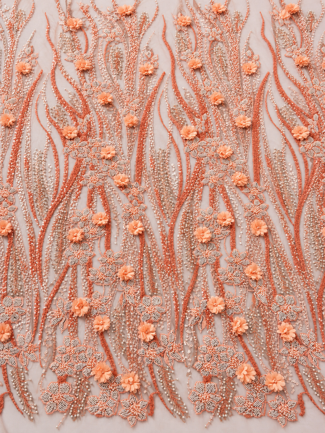 Gyatter 3D Beads Fabric - Peach/Orange