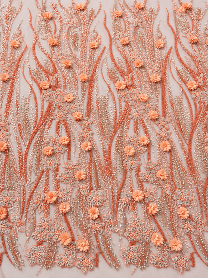 Gyatter 3D Beads Fabric - Peach/Orange