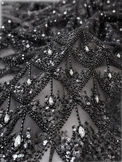 Nuixt Deluxe Luxury Beaded Fabric -Black
