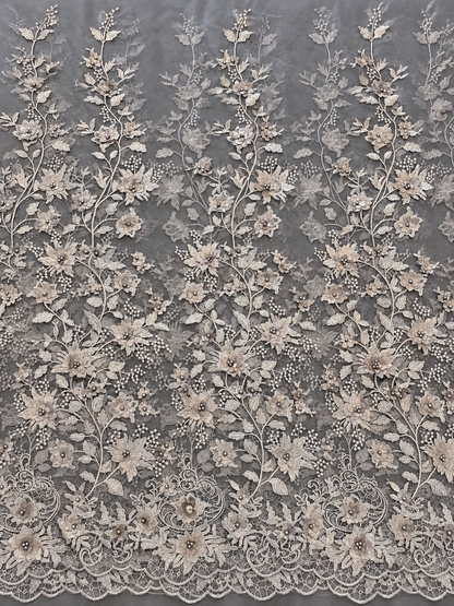 Ollo 3D Floral Fabric - Grey