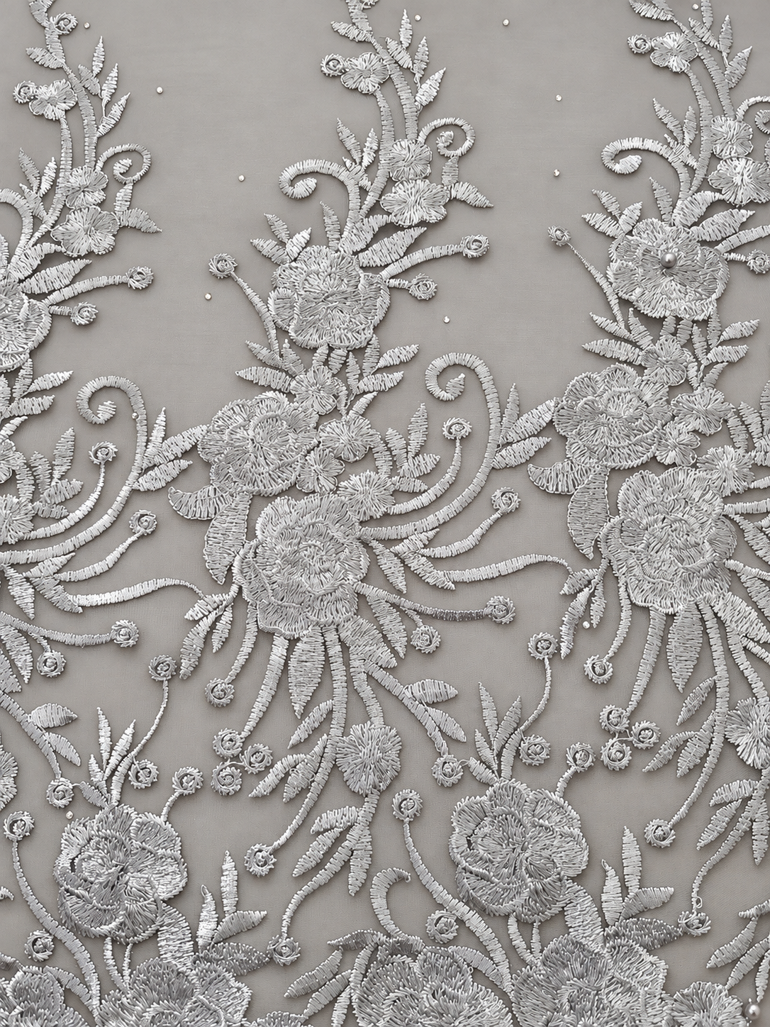 Trole Tulle Floral Fabric - Grey