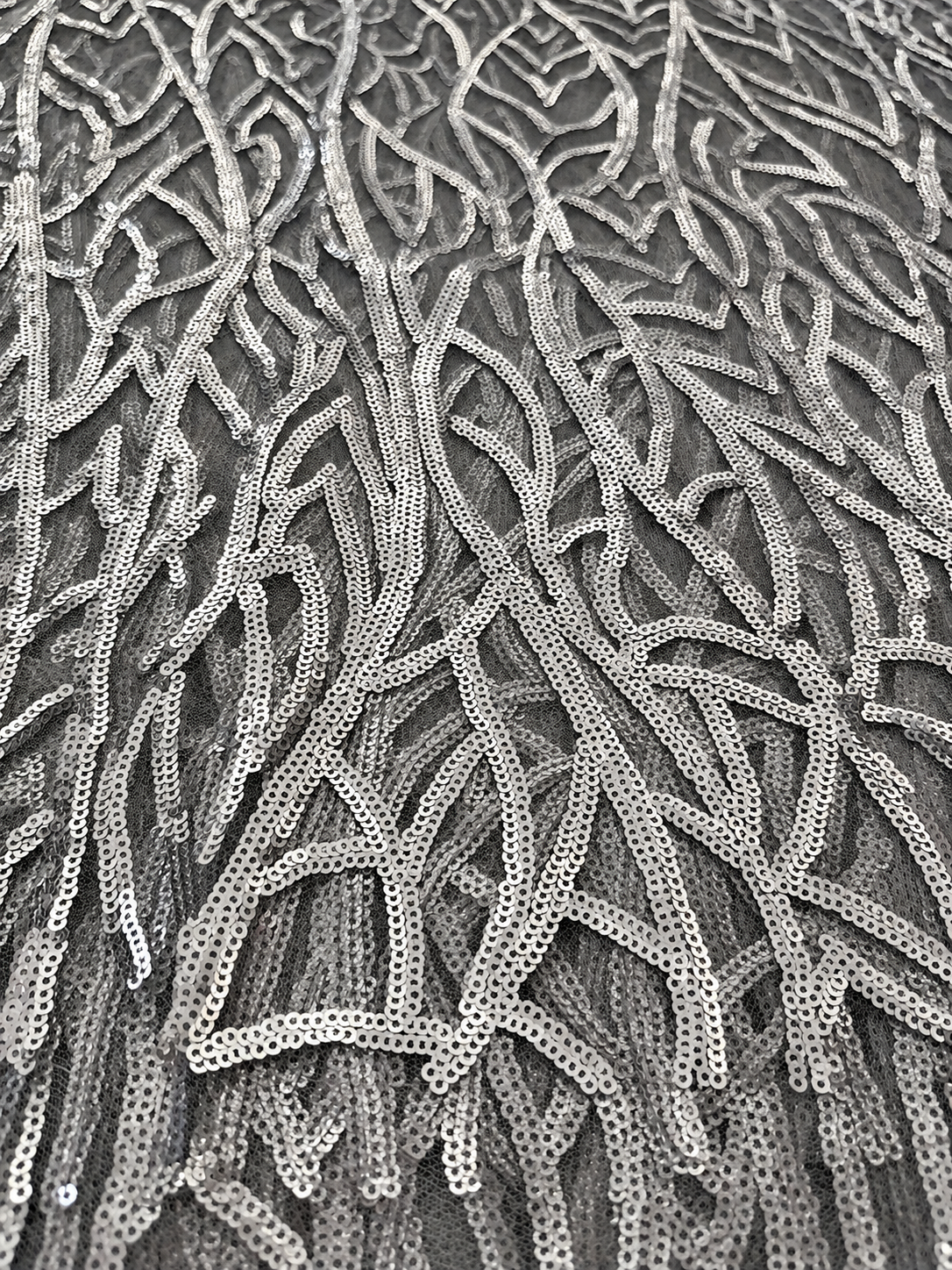 Zixule Silver Grey Sparkling Sequin Tulle Fabric