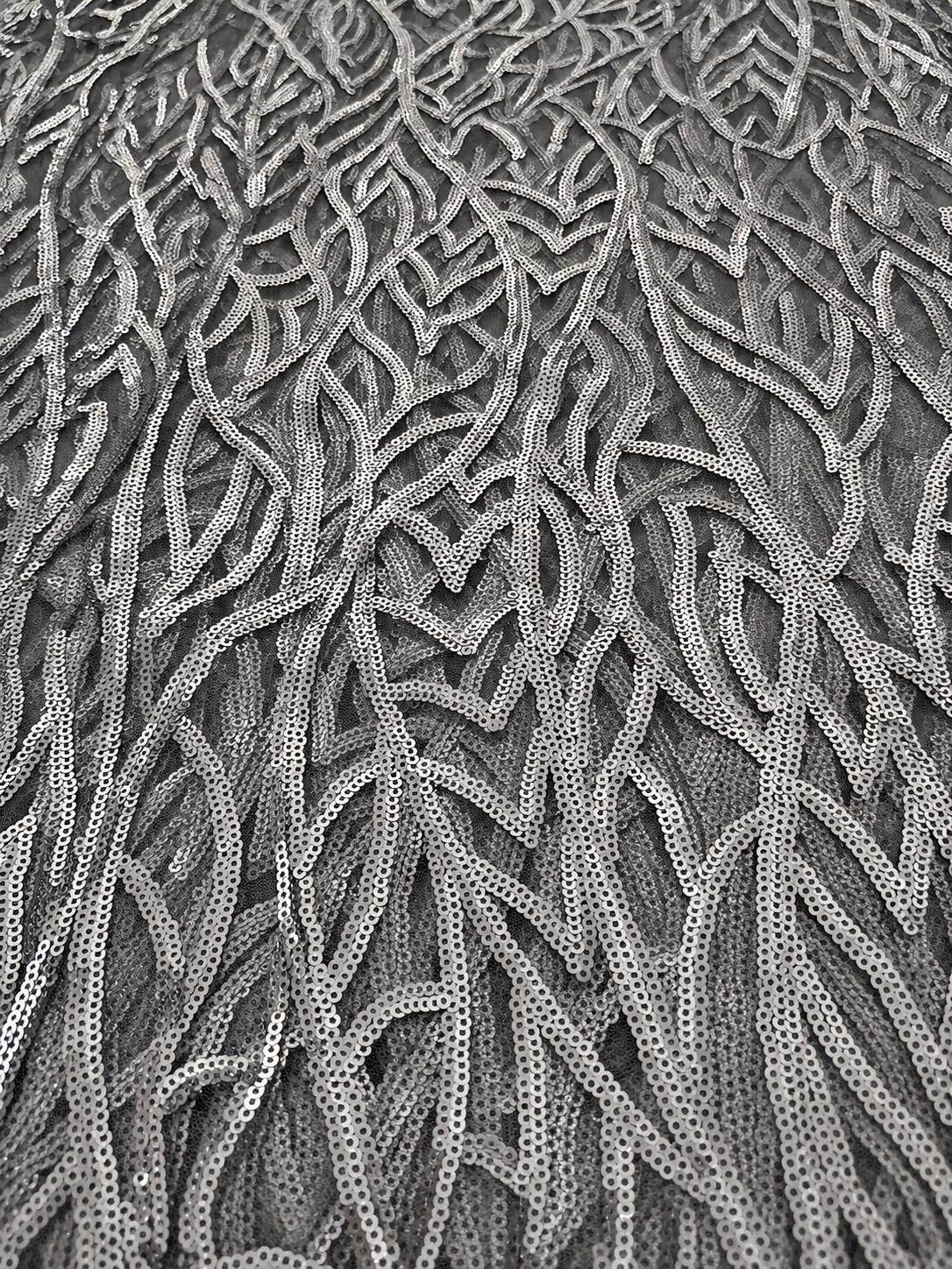 Zixule Silver Grey Sparkling Sequin Tulle Fabric