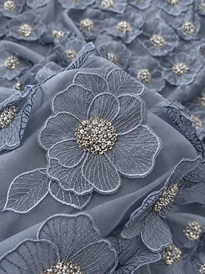 Peluxe 3D Luxury Fabric - Misty Dusty Blue