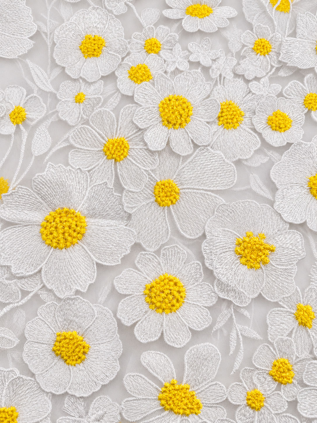 Floral Petals 3D Fabric - White