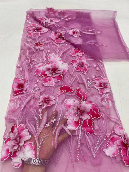 Hixy Floral 3D Fabric - Pink