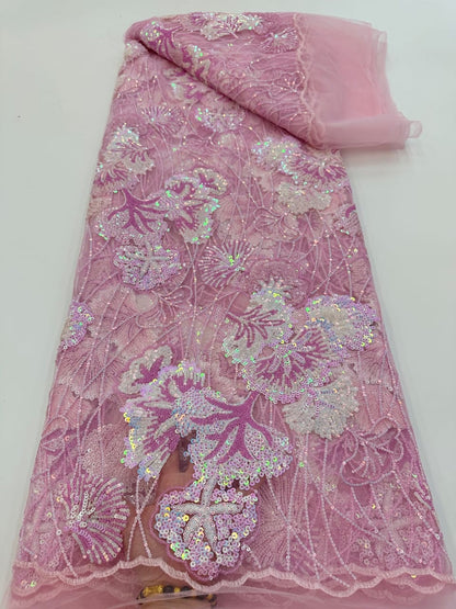 Gizelie French Lace Fabric - Pink