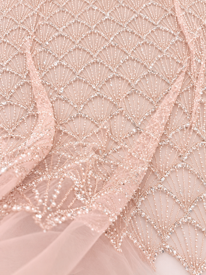 Izzlie Quality Beaded Fabric - Pink