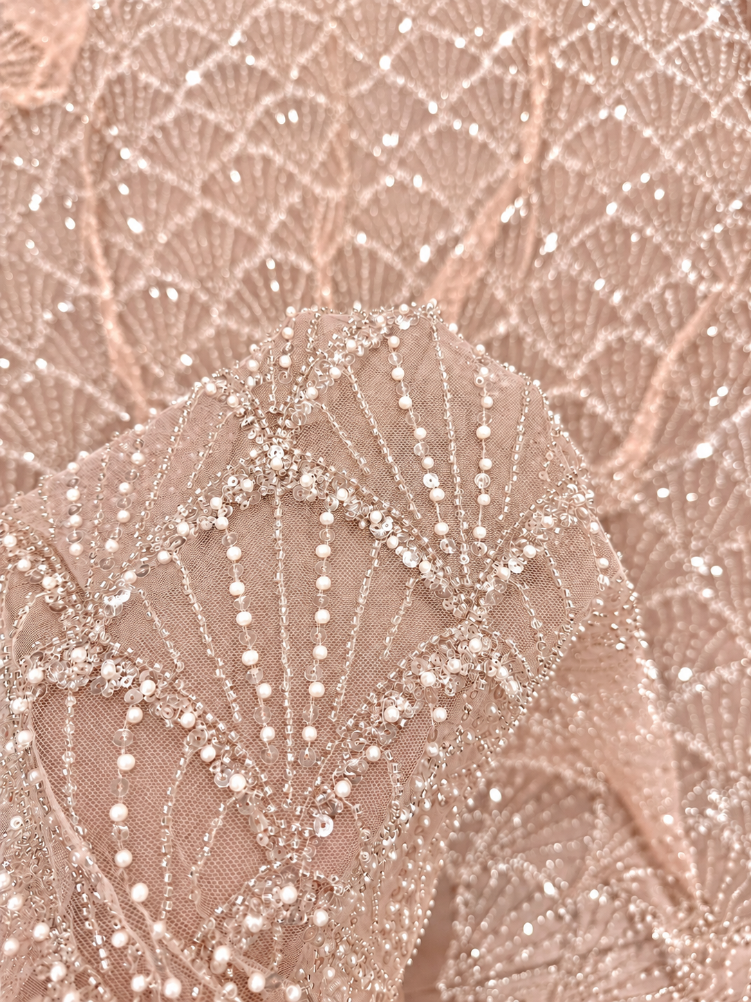 Izzlie Quality Beaded Fabric - Pink