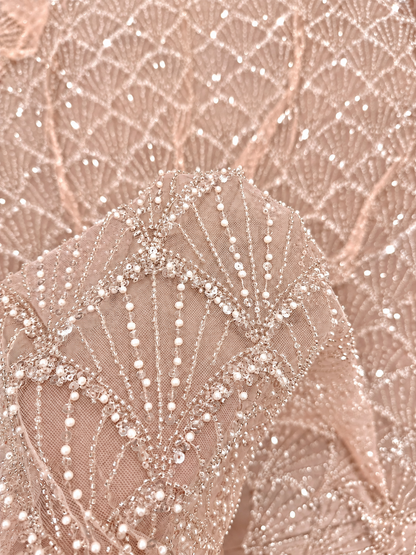 Izzlie Quality Beaded Fabric - Pink