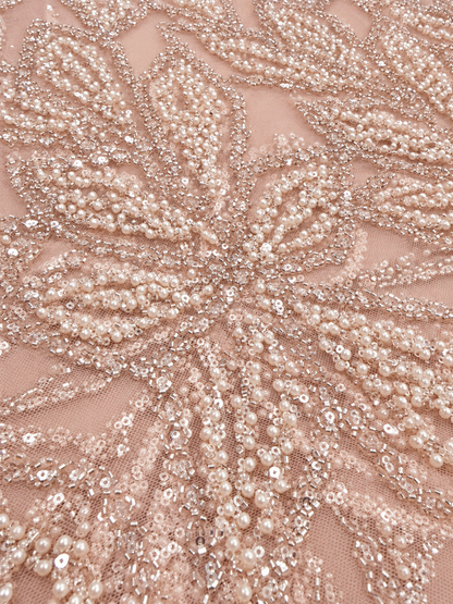 Fuller Quality Beaded Fabric - Pink