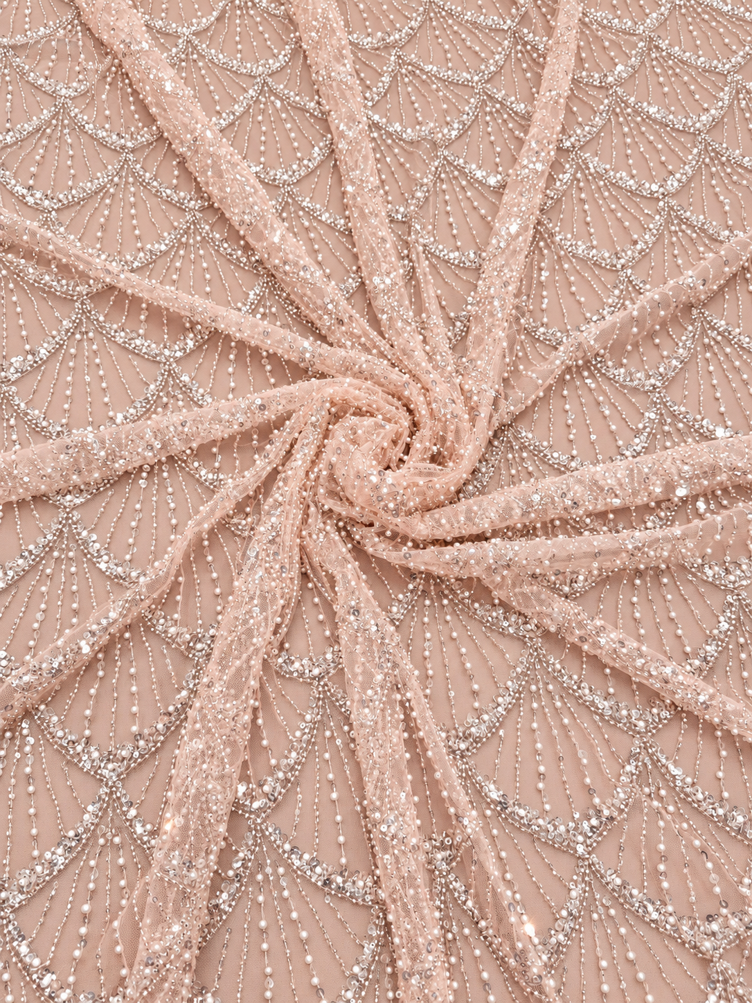 Izzlie Quality Beaded Fabric - Pink