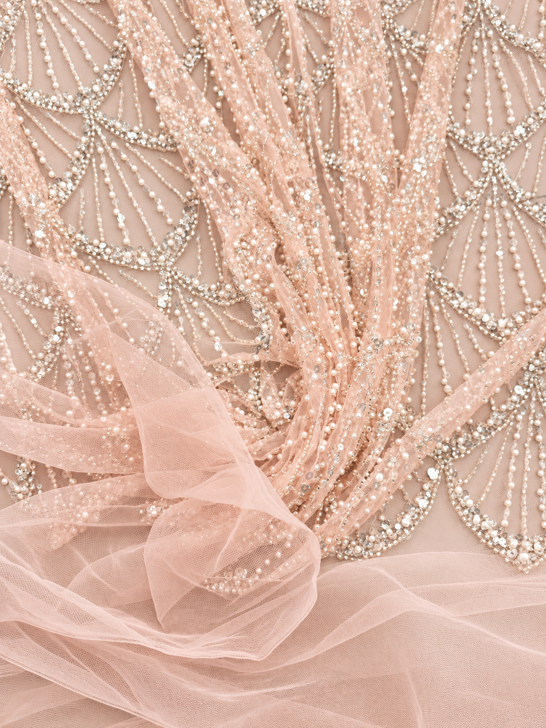 Izzlie Quality Beaded Fabric - Pink