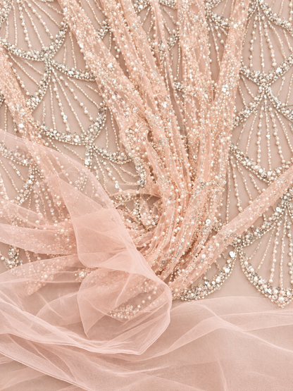 Izzlie Quality Beaded Fabric - Pink