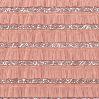 Terprise Quality Ruffle Tulle Sequin Fabric - Blush Pink