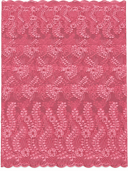 Hoint Beaded Tulle Floral Fabric - Pink