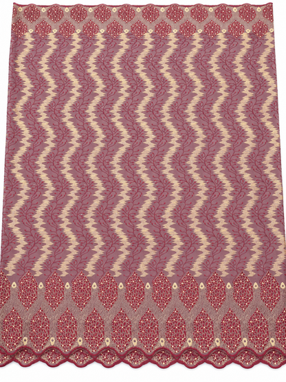 Cers Voile Floral Fabric - Mauve/Burgundy