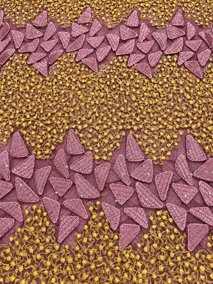 Ules Tulle Floral Fabric - Mauve