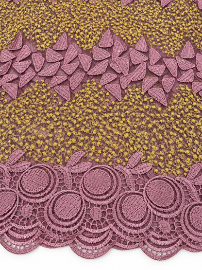 Ules Tulle Floral Fabric - Mauve