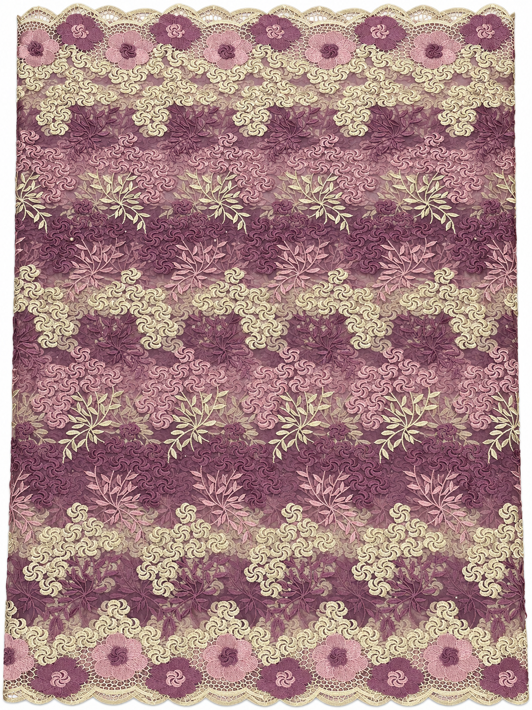 Ray Tulle Floral Fabric - Mauve/Beige