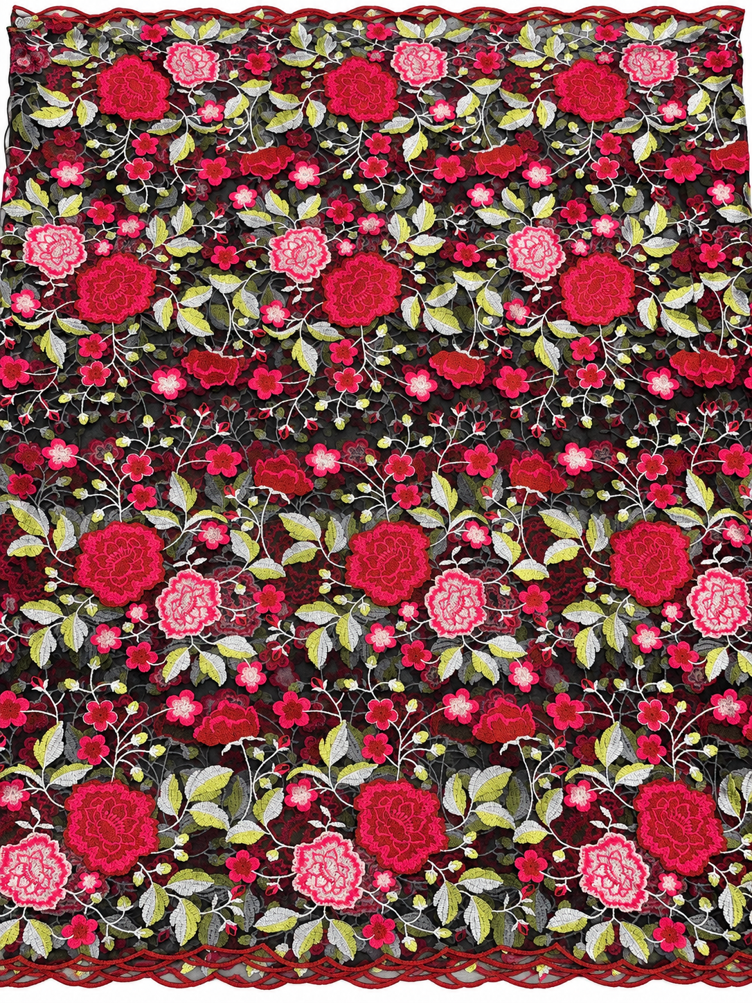 Rican Floral Quality French Fabric - Pink Black Multi