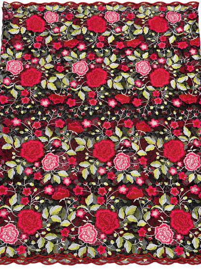 Rican Floral Quality French Fabric - Pink Black Multi